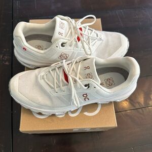 Loewe White and Red Athletic Shoes